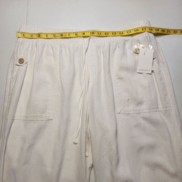 Westbound The Island Crop White Linen Blend Cropped Straight Leg Pants Women's - Picture 12 of 13
